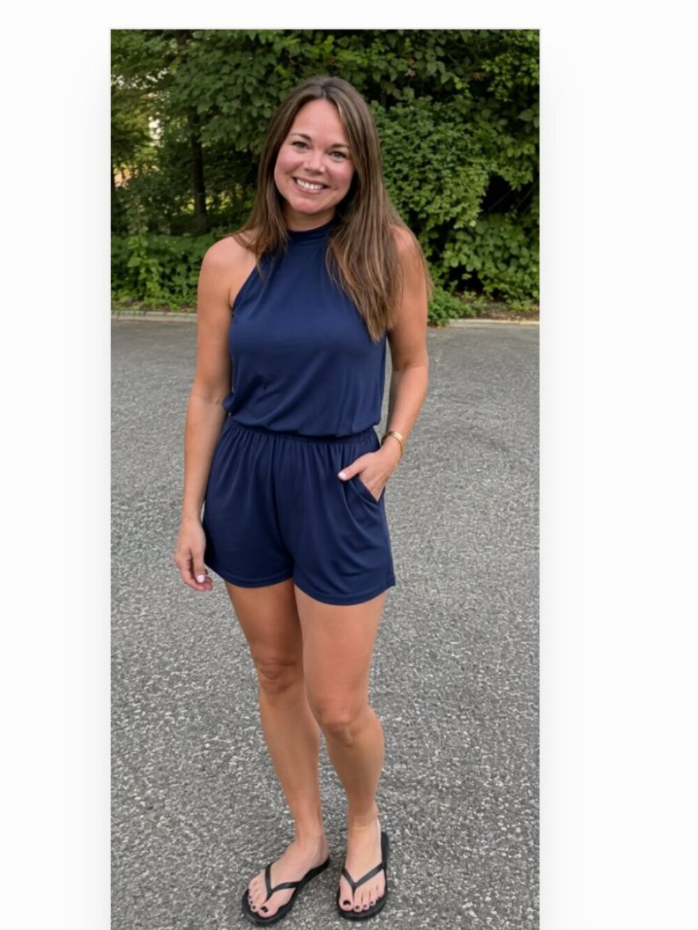 MEROKEETY Summer Halter Neck Shorts Elastic Waist Solid Color Jumpsuit NWT L